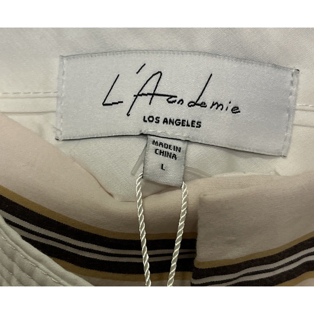 L'ACADEMIE NWT The Raylee Pant Pink Baron Striped Wide Leg Belted Womens Size L - Picture 4 of 10